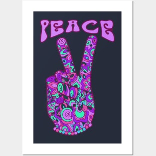 Peace Sign in Groovy Psychedelic Colours Posters and Art